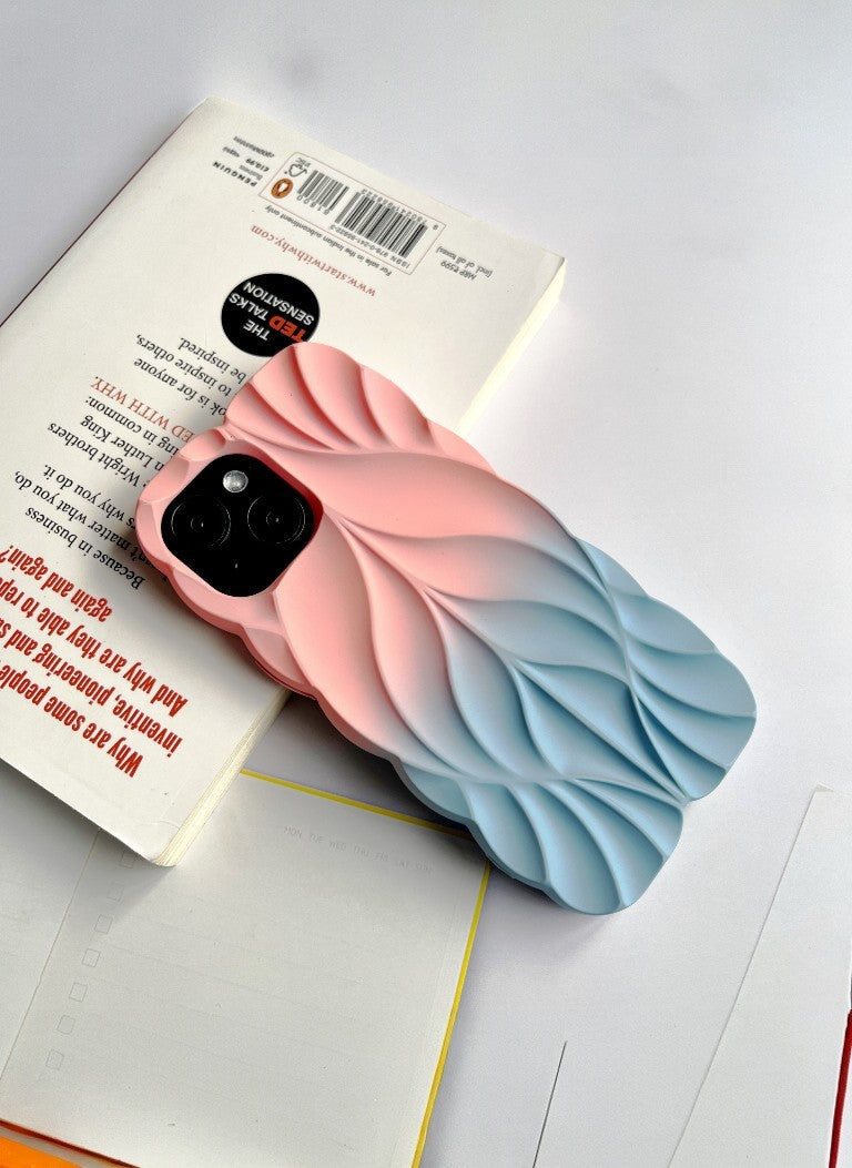 3D Leave Design Pink Blue Dual Tone Silicon Phone Case