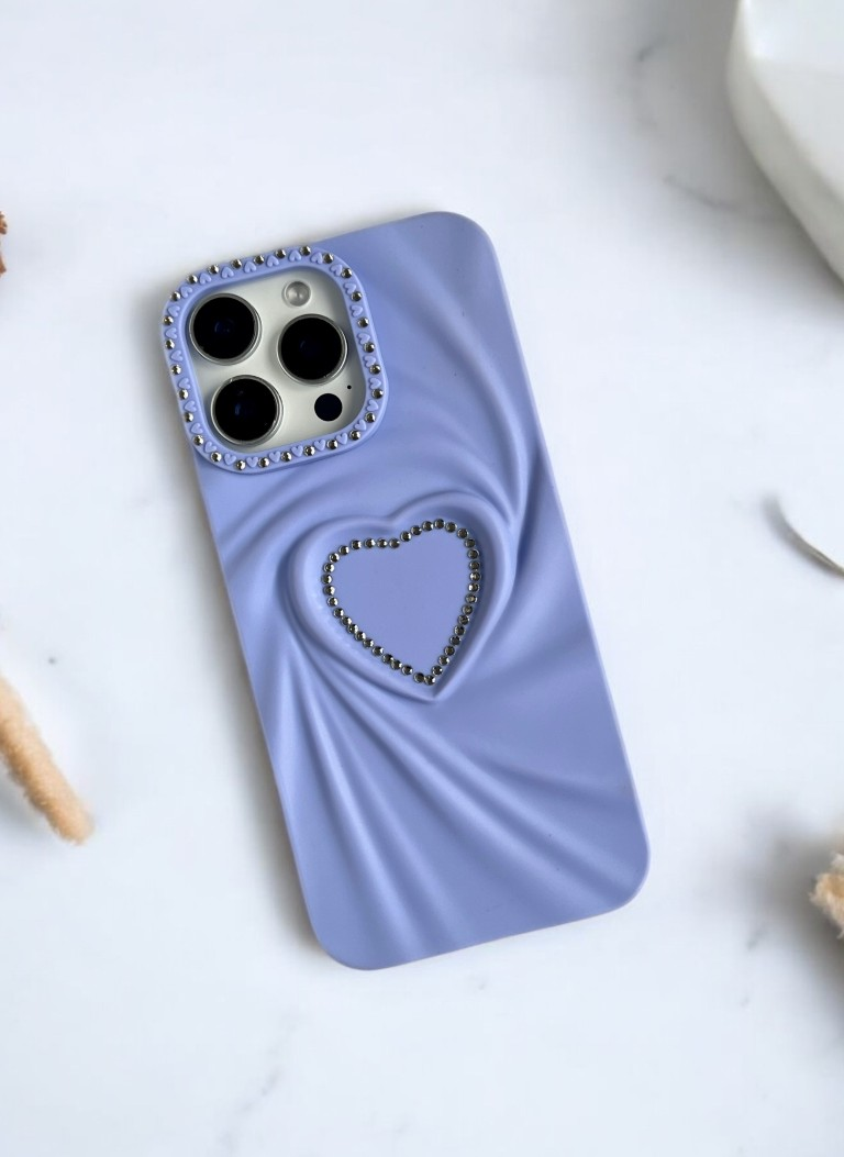 Lavender Swirl Heart Bling Phone Case