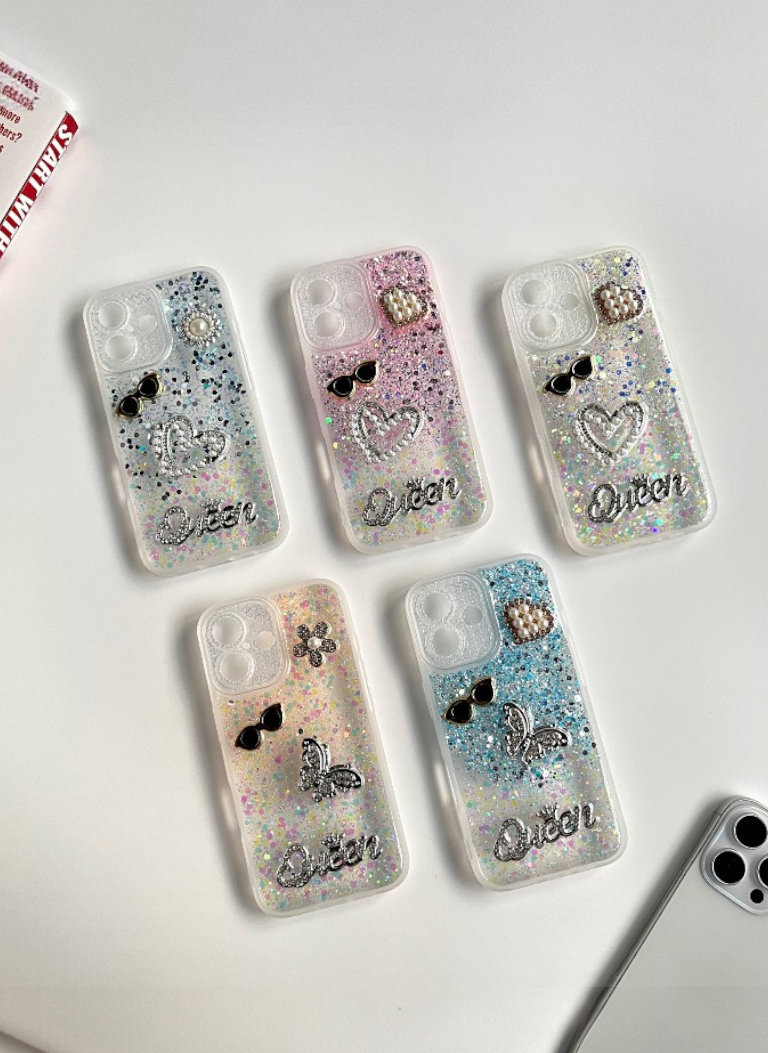 Glitter Queen Phone Case In Silver Color