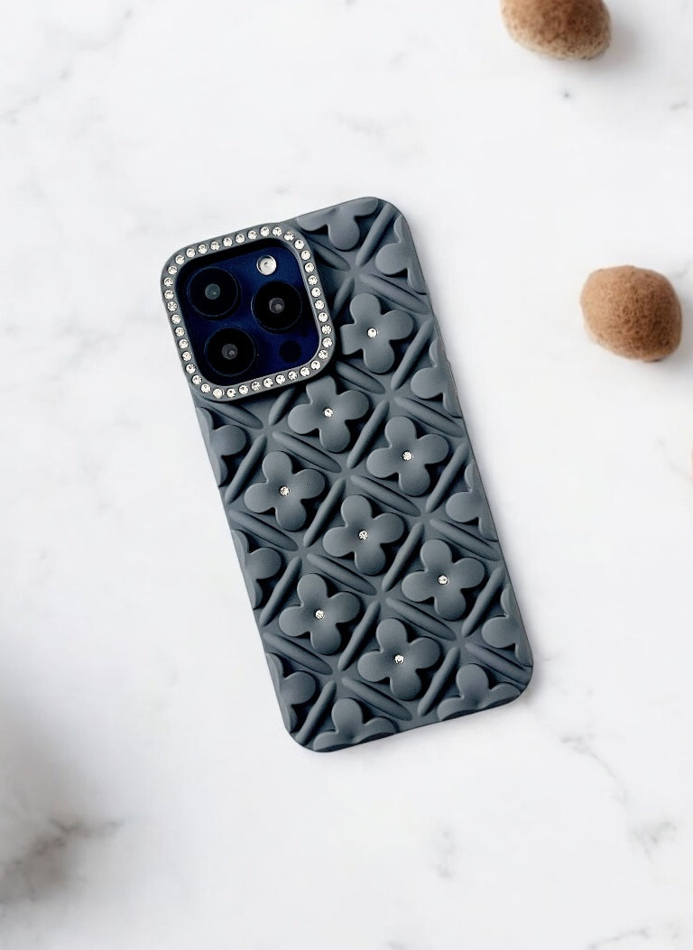 Grey Blossom 3D Flower Phone Case