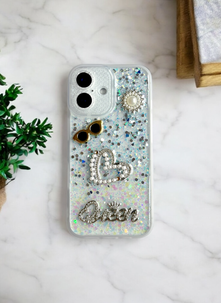 Glitter Queen Phone Case In Silver Color