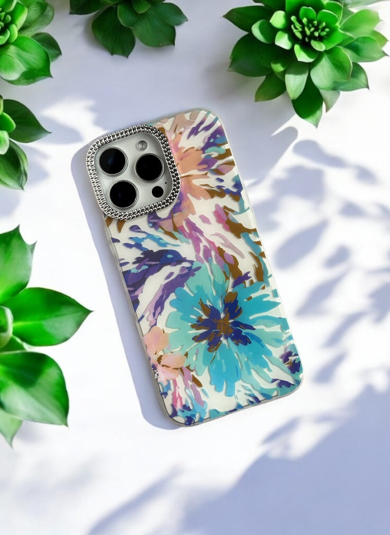 Blue & Purple Tie-Dye Design Floral Phone Case