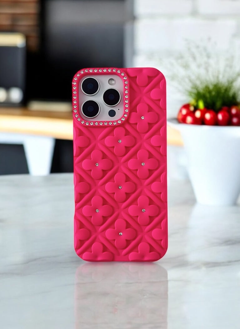 Hot Pink 3D Flower Phone Case