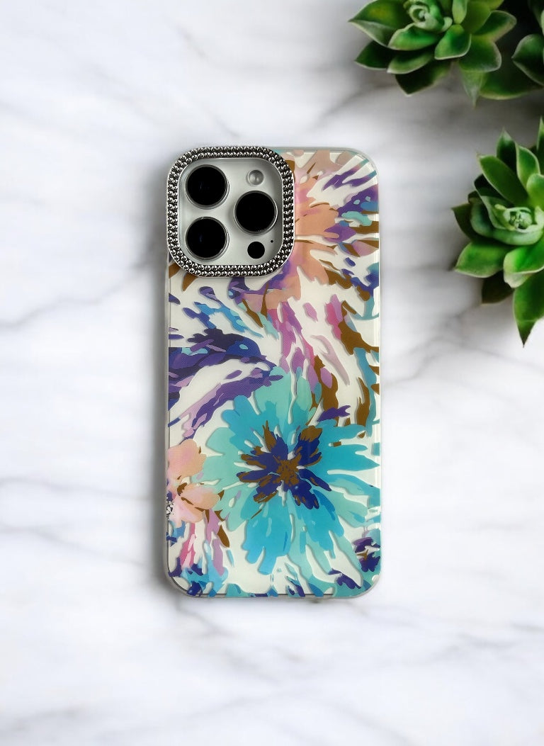 Blue & Purple Tie-Dye Design Floral Phone Case