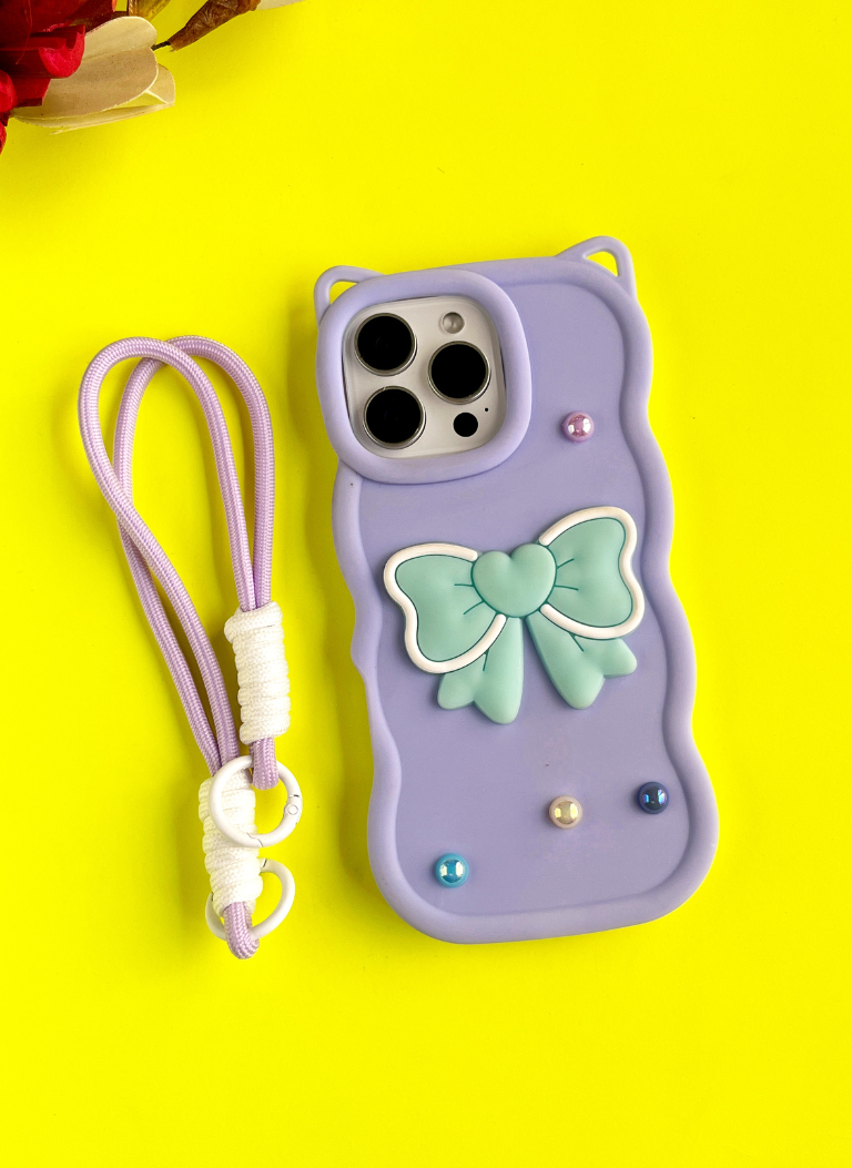 Lavender BowTied Babe Sling Phone Case With Lanyard