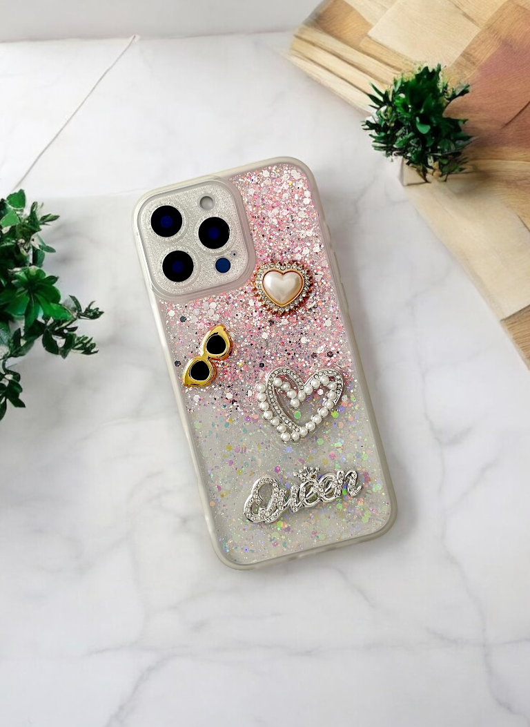 Glitter Queen Phone Case In Pink Color
