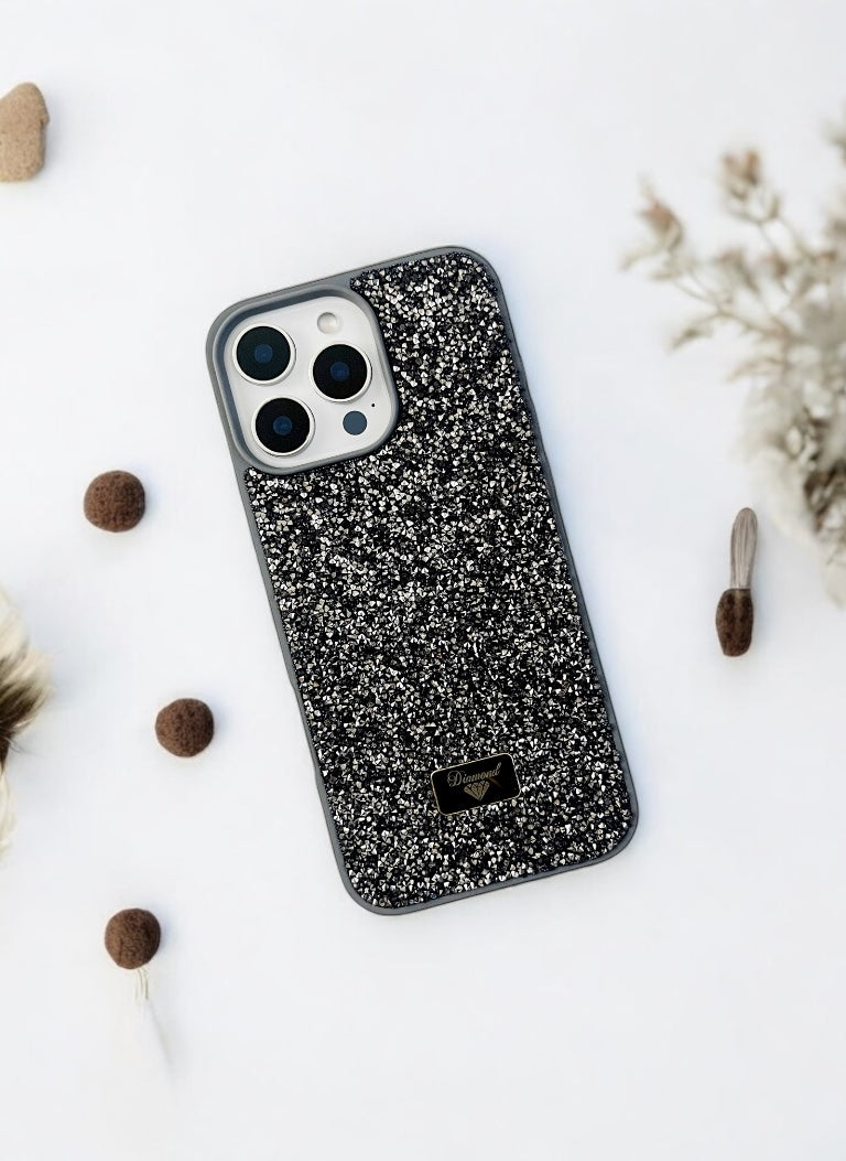 Grey Crystal Glitter Bae Phone Case