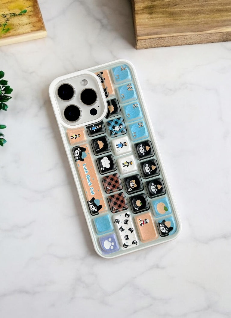 Blue White Kawaii Keypop Phone Case