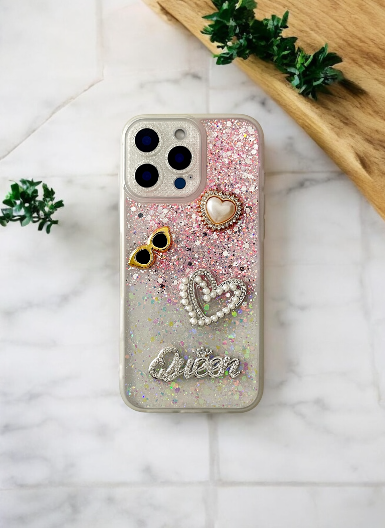 Glitter Queen Phone Case In Pink Color