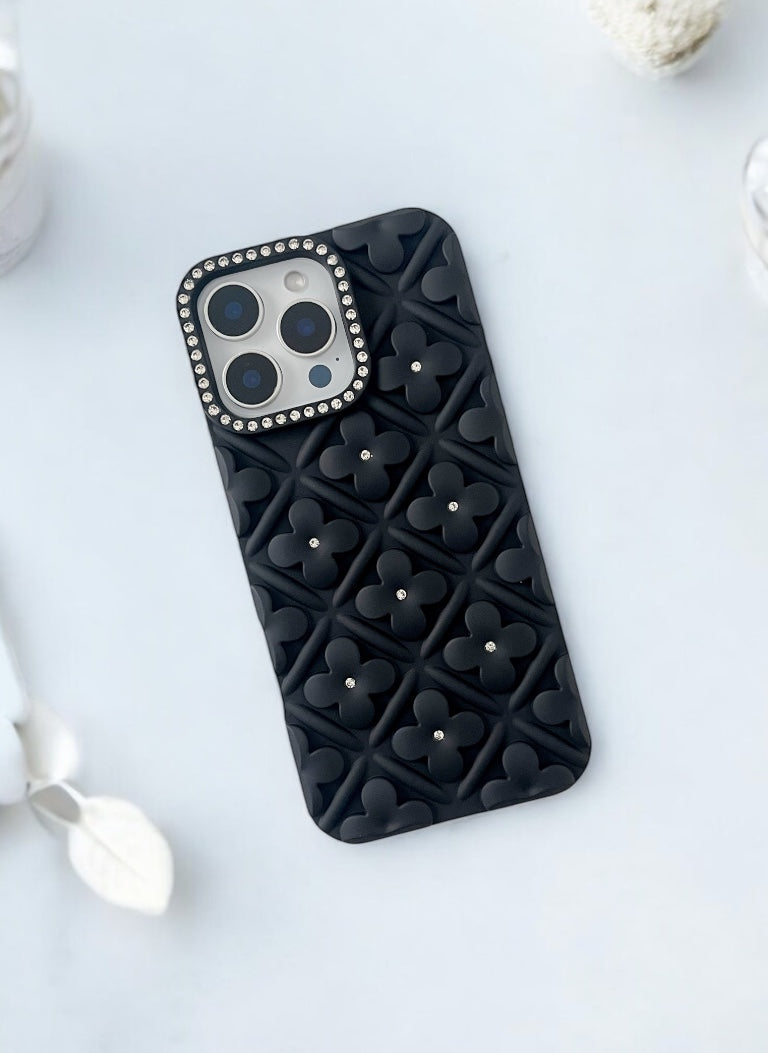 Black Blossom 3D Flower Phone Case