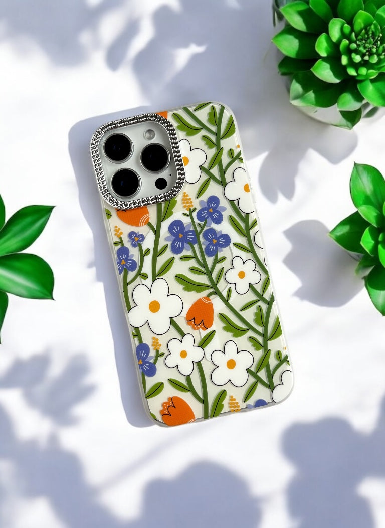 Orange and Blue Accents Floral Phone Case