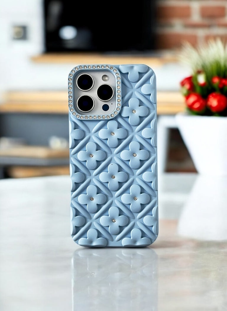 Blue Blossom 3D Flower Phone Case