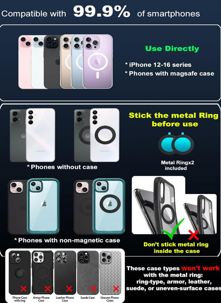 Buzz SnapMount Magnetic 360° Universal Phone Holder for Content Creation | Car & Desk Mount