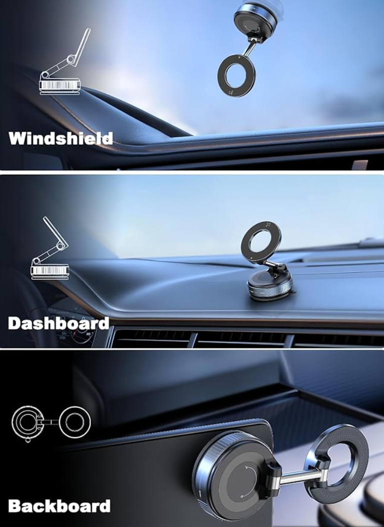 Buzz SnapMount Magnetic 360° Universal Phone Holder for Content Creation | Car & Desk Mount