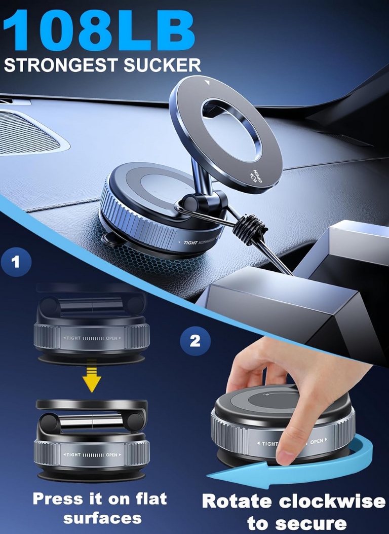 Buzz SnapMount Magnetic 360° Universal Phone Holder for Content Creation | Car & Desk Mount