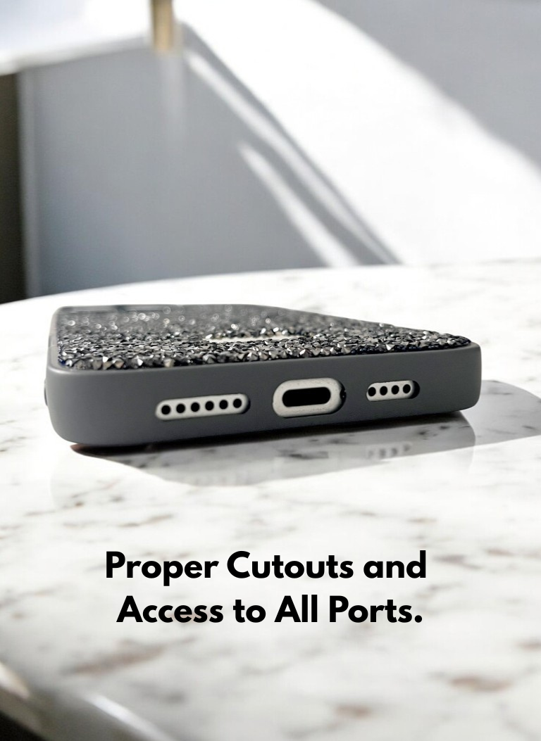 Grey Crystal Glitter Bae Phone Case