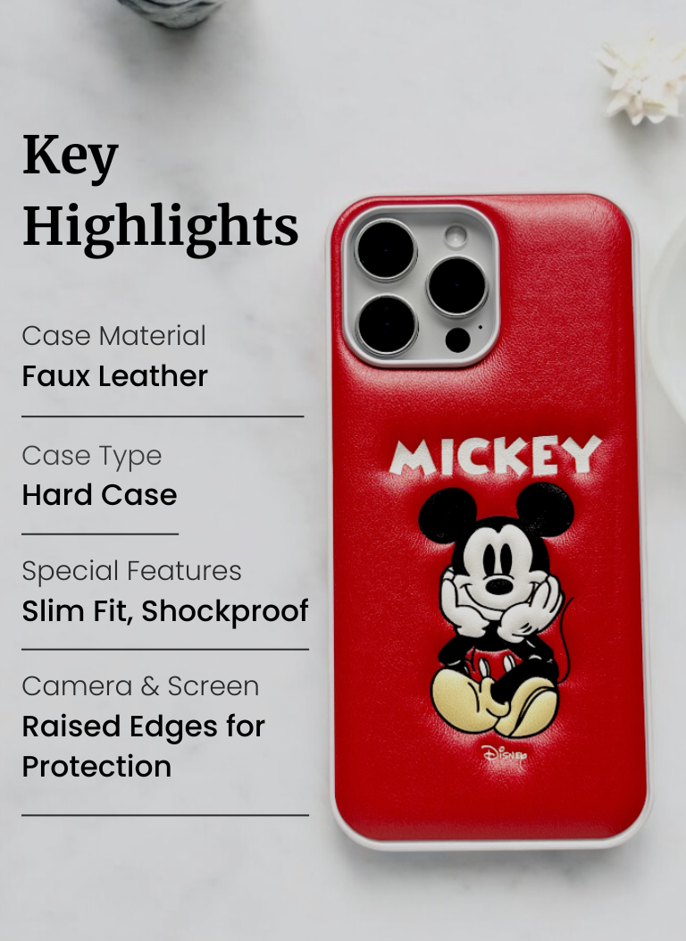 Mickey Mouse Red Edition – Soft Leather Texture Phone Case