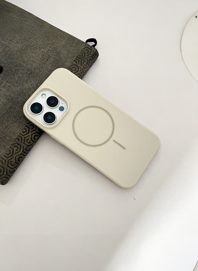 Cream Solid Silicone Phone Case | MagSafe Compatible