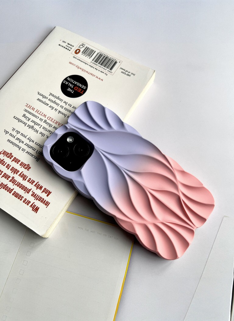 3D Leave Design Lavender Pink Dual Tone Silicon Phone Case