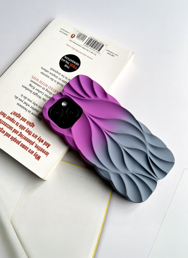 3D Leave Design Violet-Grey Dual Tone Silicon Phone Case
