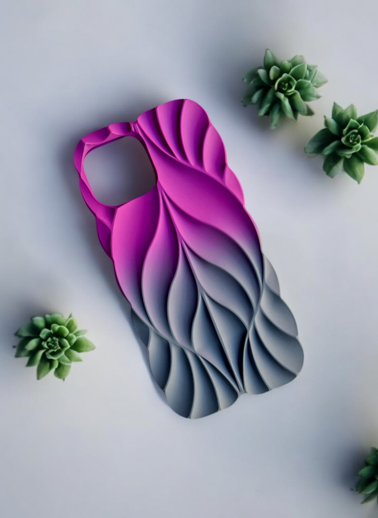 3D Leave Design Violet-Grey Dual Tone Silicon Phone Case