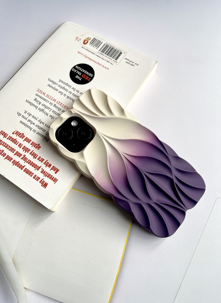 3D Leave Design Beige-Deep Indigo Dual Tone Silicon Phone Case