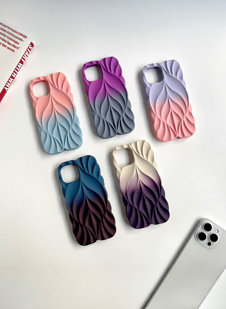 3D Leave Design Violet-Grey Dual Tone Silicon Phone Case