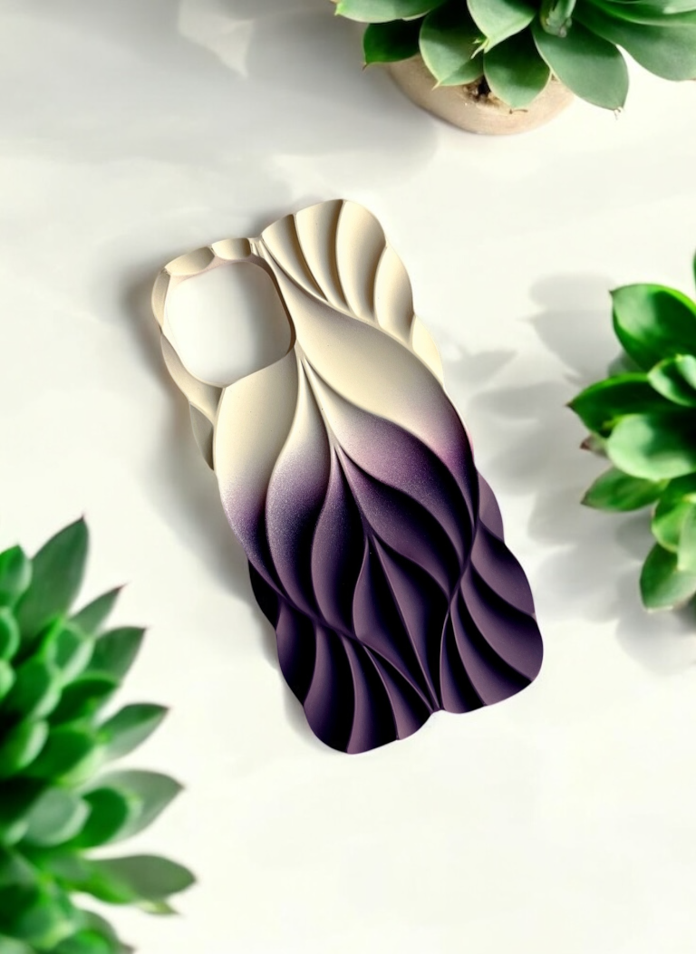 3D Leave Design Beige-Deep Indigo Dual Tone Silicon Phone Case