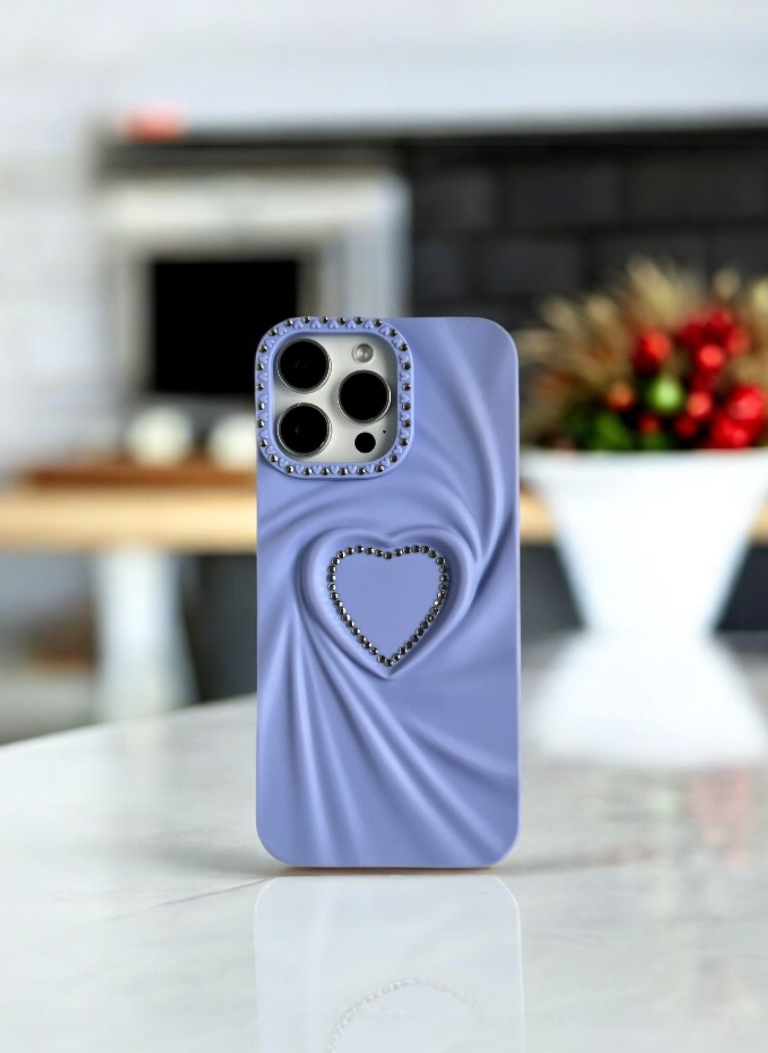 Lavender Swirl Heart Bling Phone Case