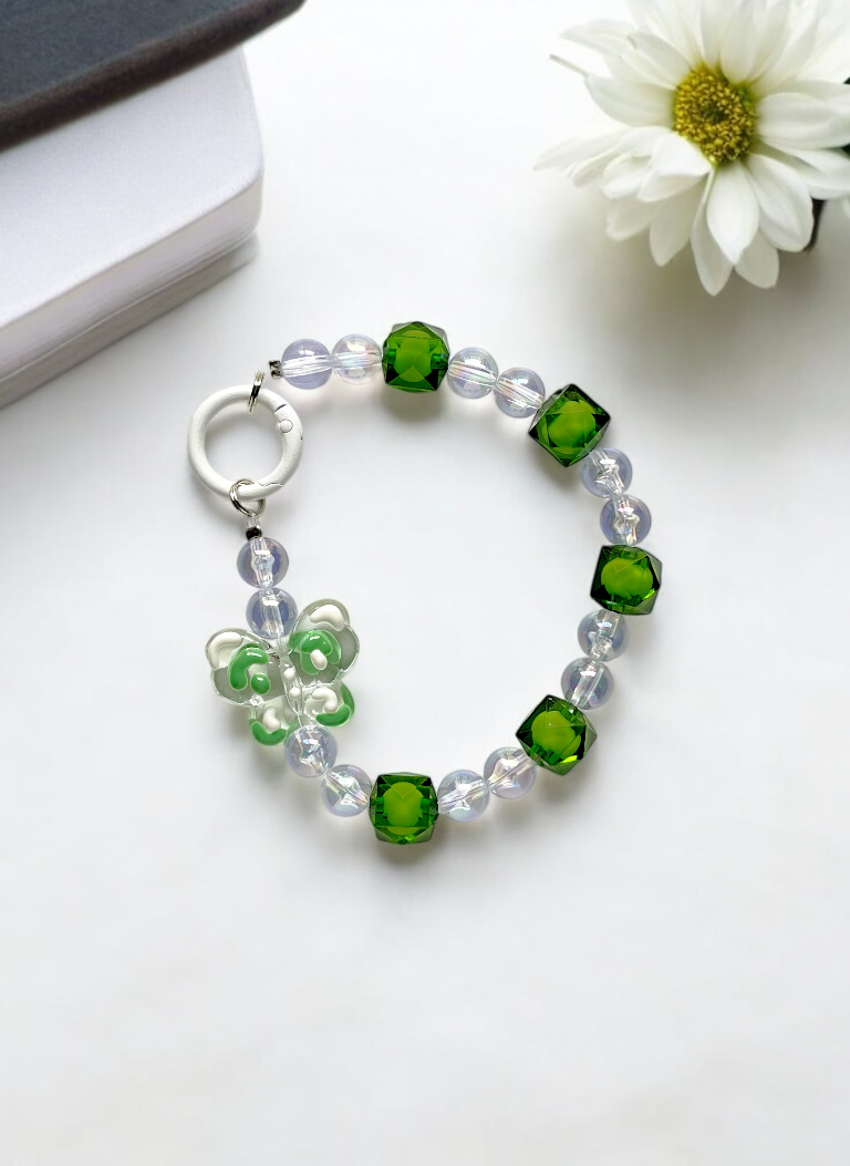 Green Sparkle Bloom 3D Butterfly Phone Case with Charm