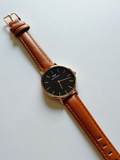 Daniel Wellington Classic Petite 32mm Women’s Watch – Tan Leather Strap Black Dial
